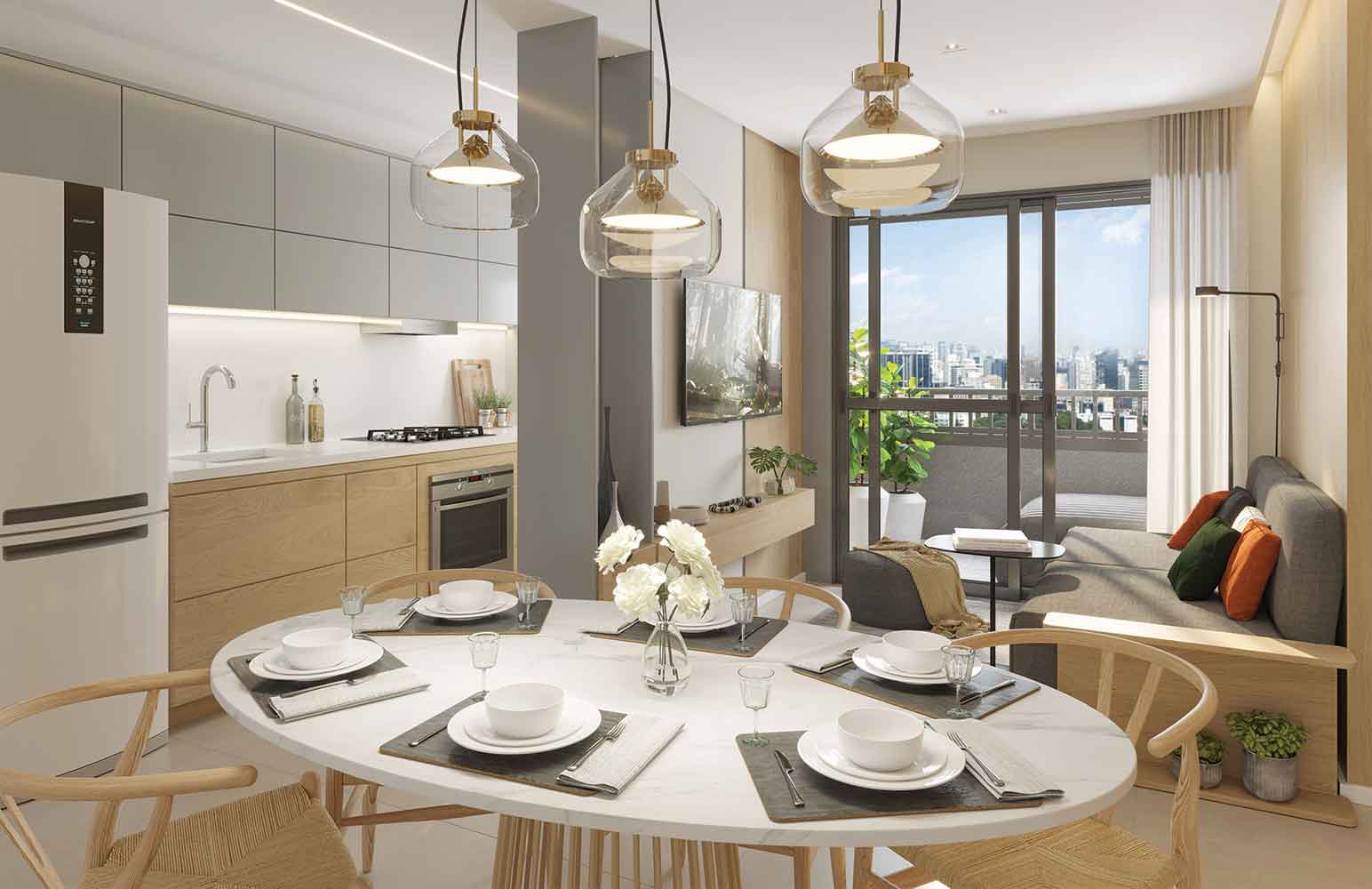 Living integrado do apartamento